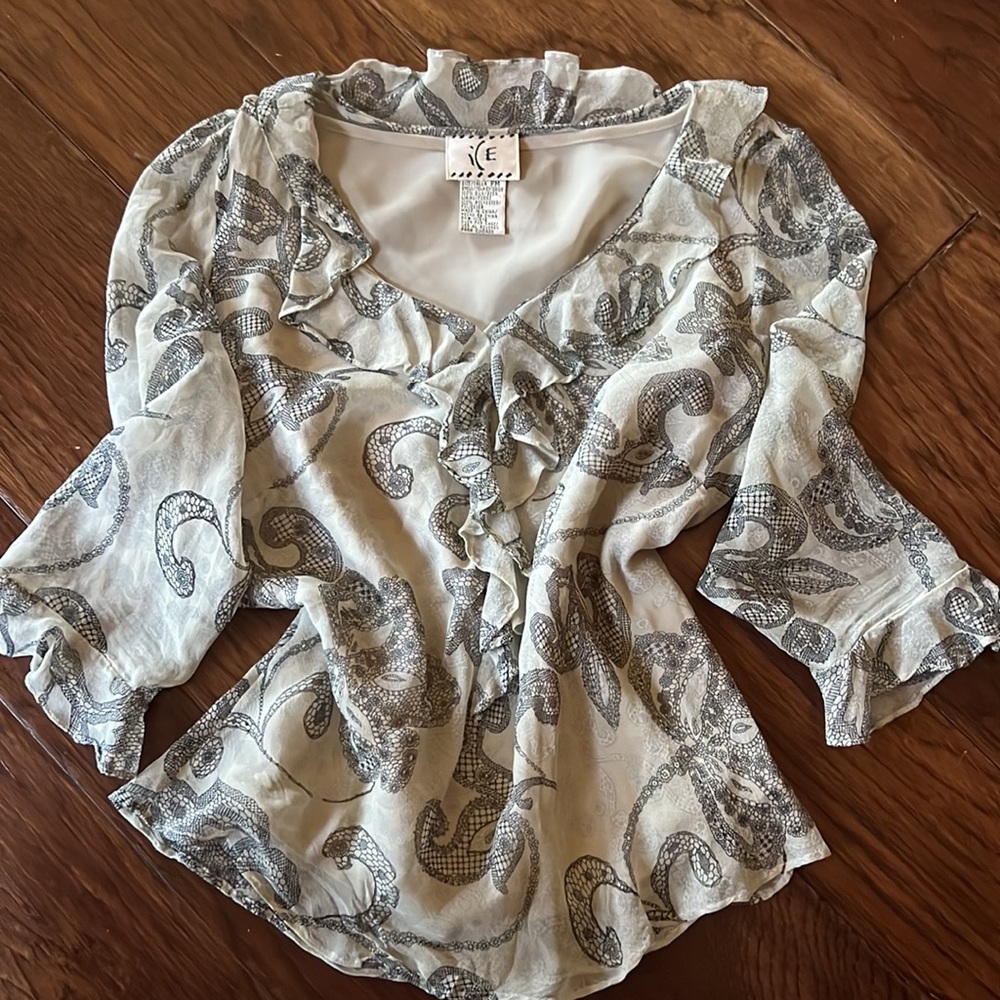 ICE Silk Top with Ruffles